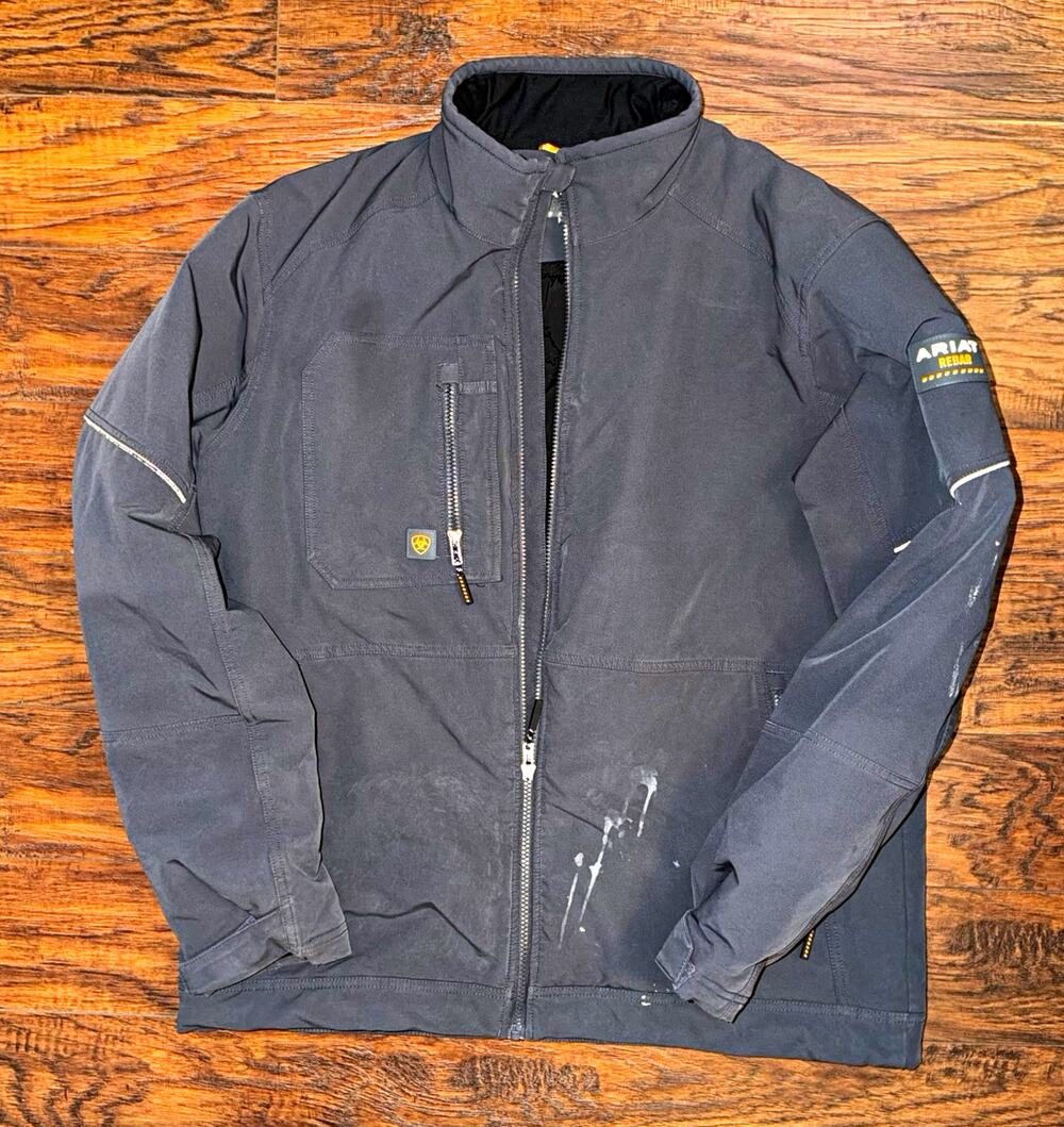 Ariat Rebar Stretch Canvas Softshell Work Jacket Men’s Large Black Full Zip